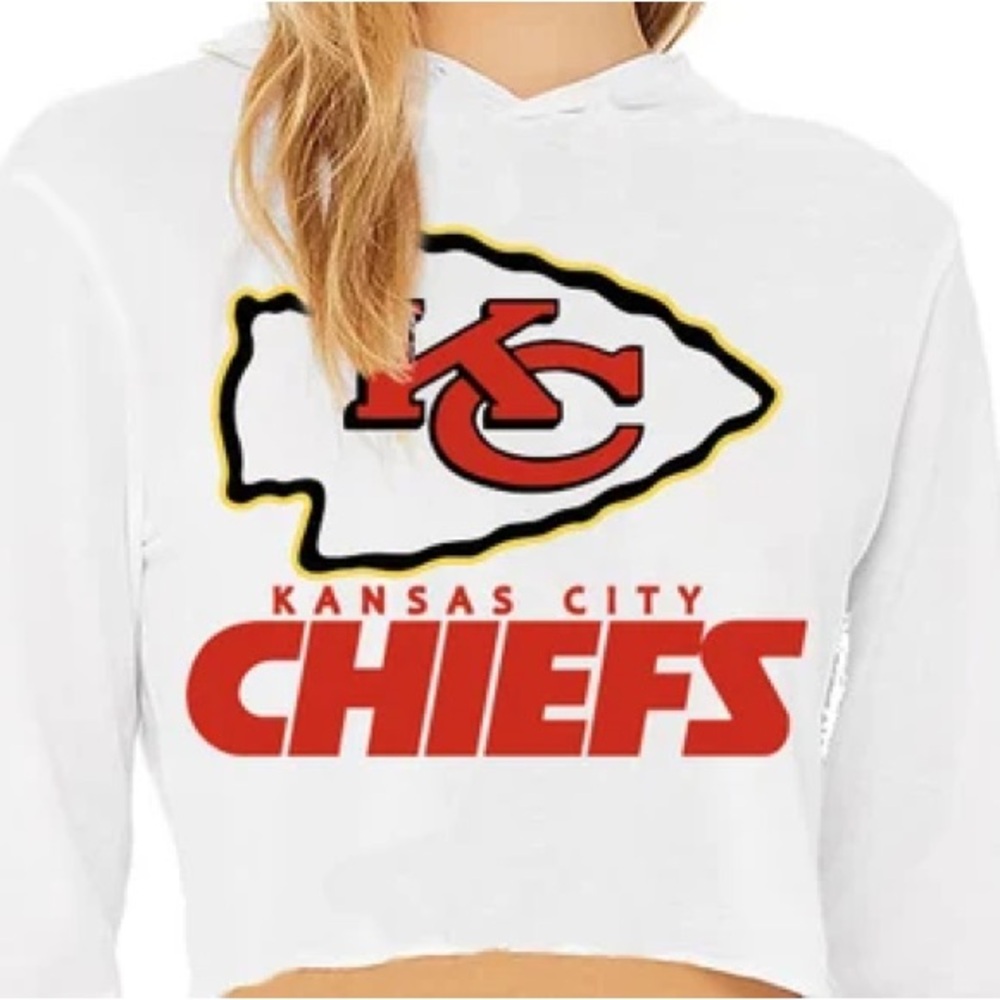 Kansas City chiefs hoodie crop top with arm flag and stars